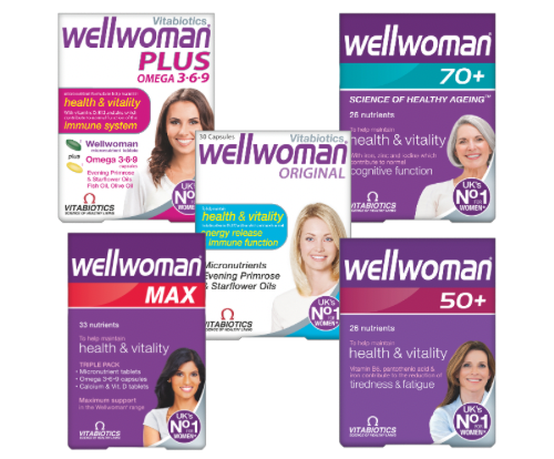 Wellwoman range of women’s health supplements by Vitabiotics supporting energy, immunity and overall wellbeing